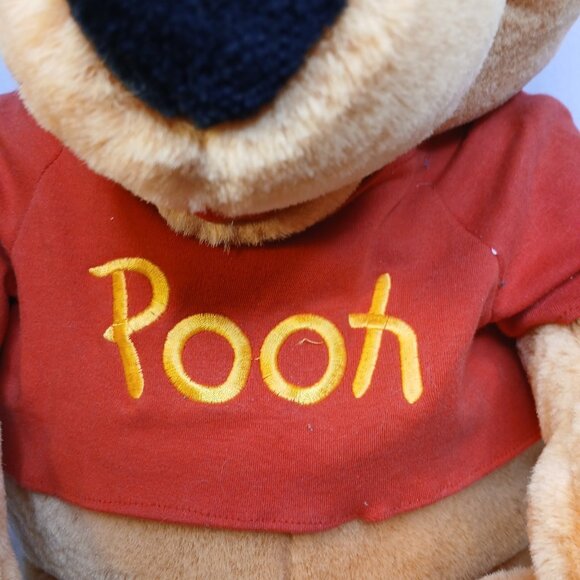 Large Disney Pooh Red Tshirt Plush Stuffed Animal 24" Preowned 19" Sitting - Picture 2 of 8